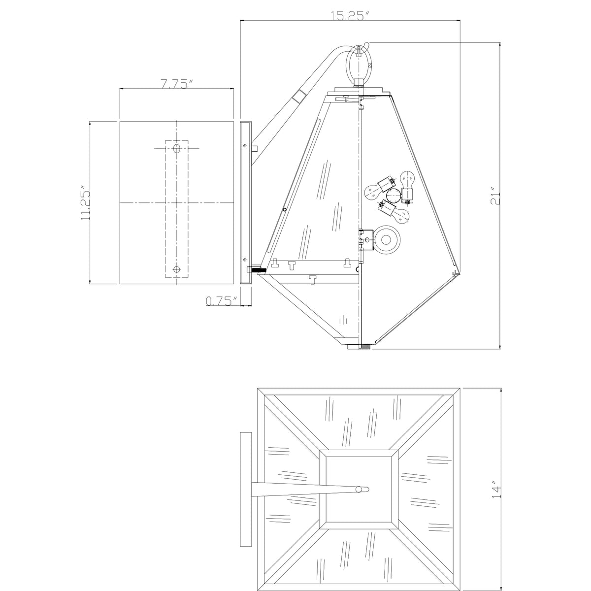 Glacier 14'' Outdoor Sconce dimensions
