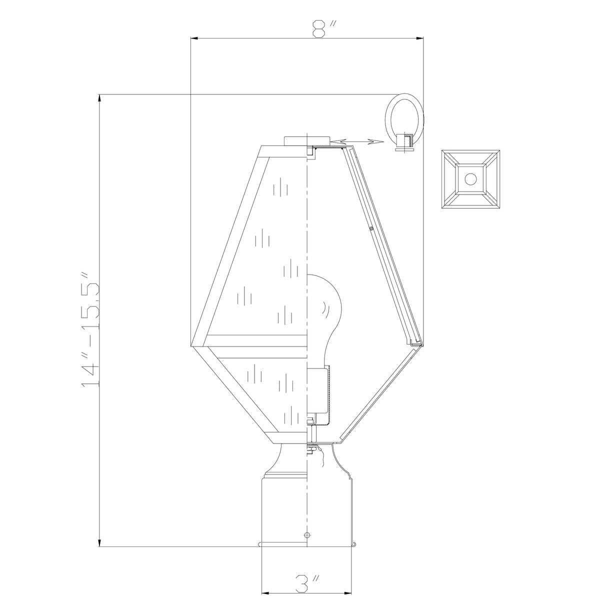 Glacier 8'' Outdoor Post dimensions