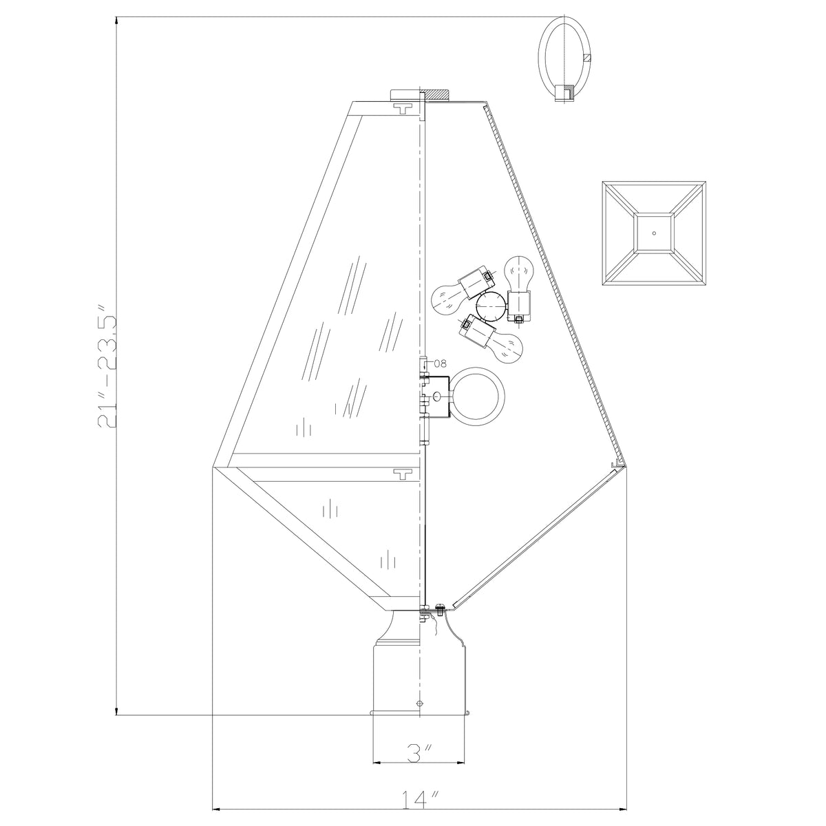 Glacier 14'' Outdoor Post dimensions