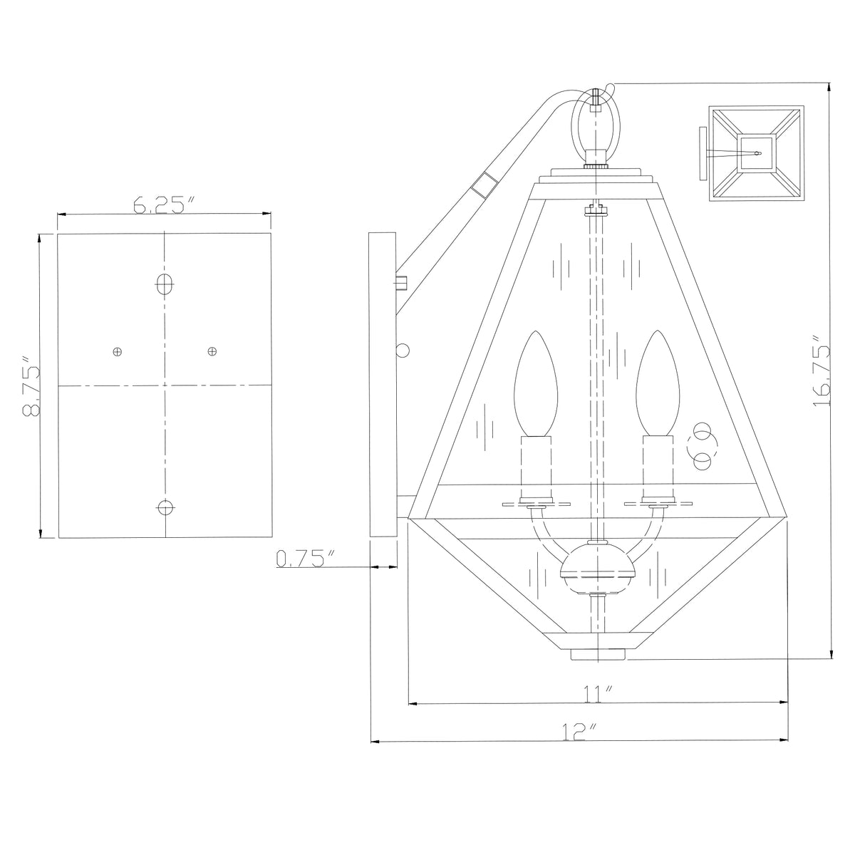 Glacier 11'' Outdoor Sconce dimensions
