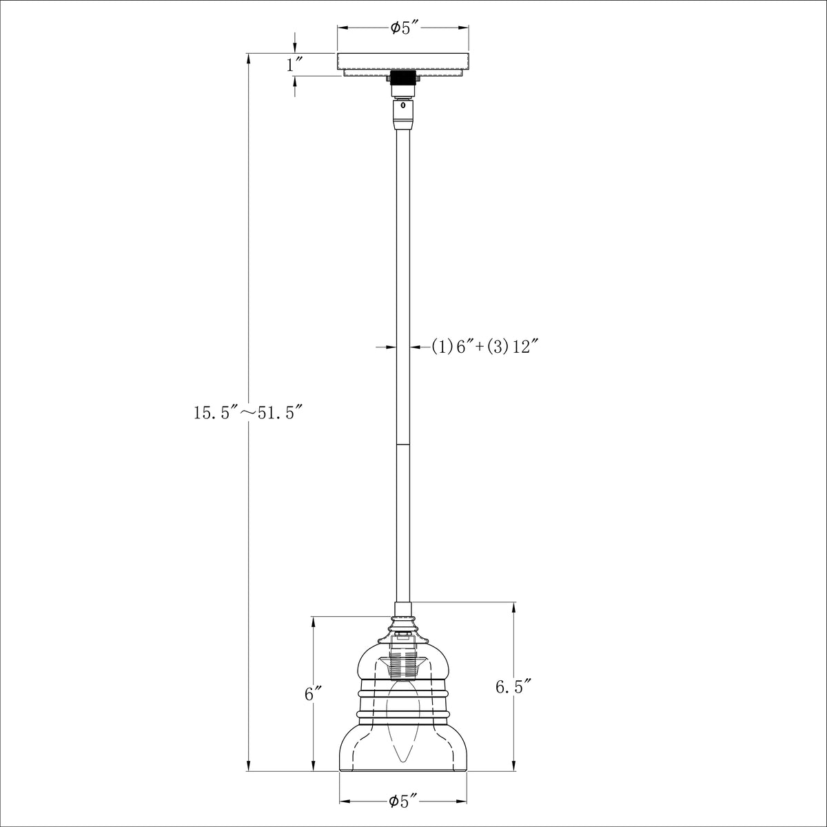 Gregory 5'' Semi Flush Mount dimensions