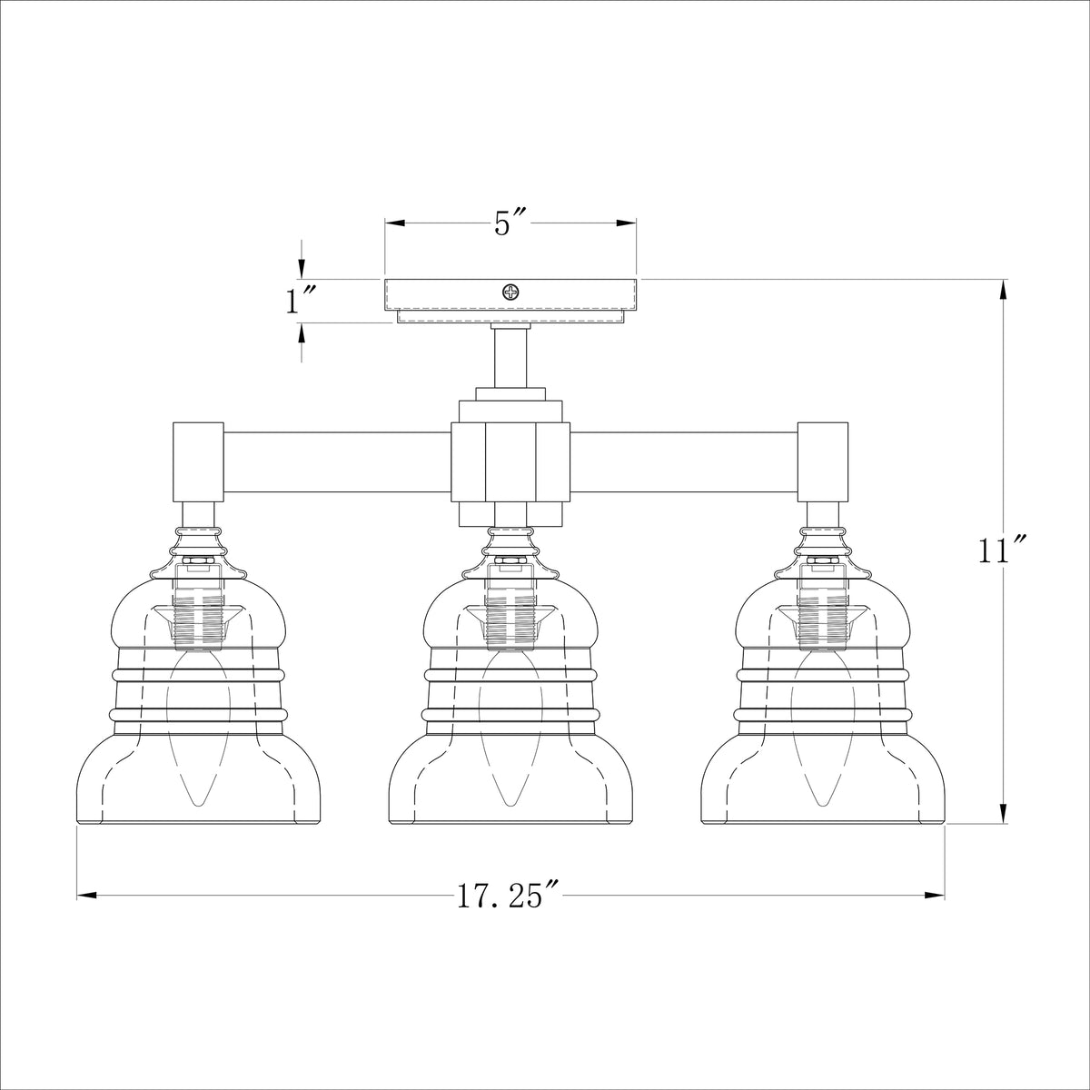 Gregory 17.25'' Semi Flush Mount dimensions
