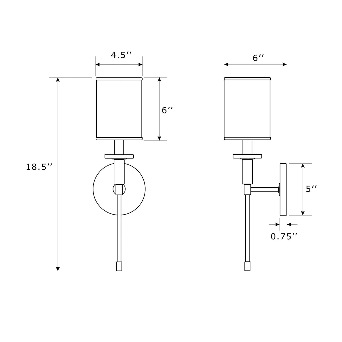 Hatfield 5'' Sconce dimensions