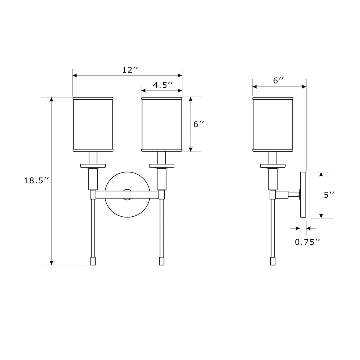 Hatfield 12'' Sconce dimensions