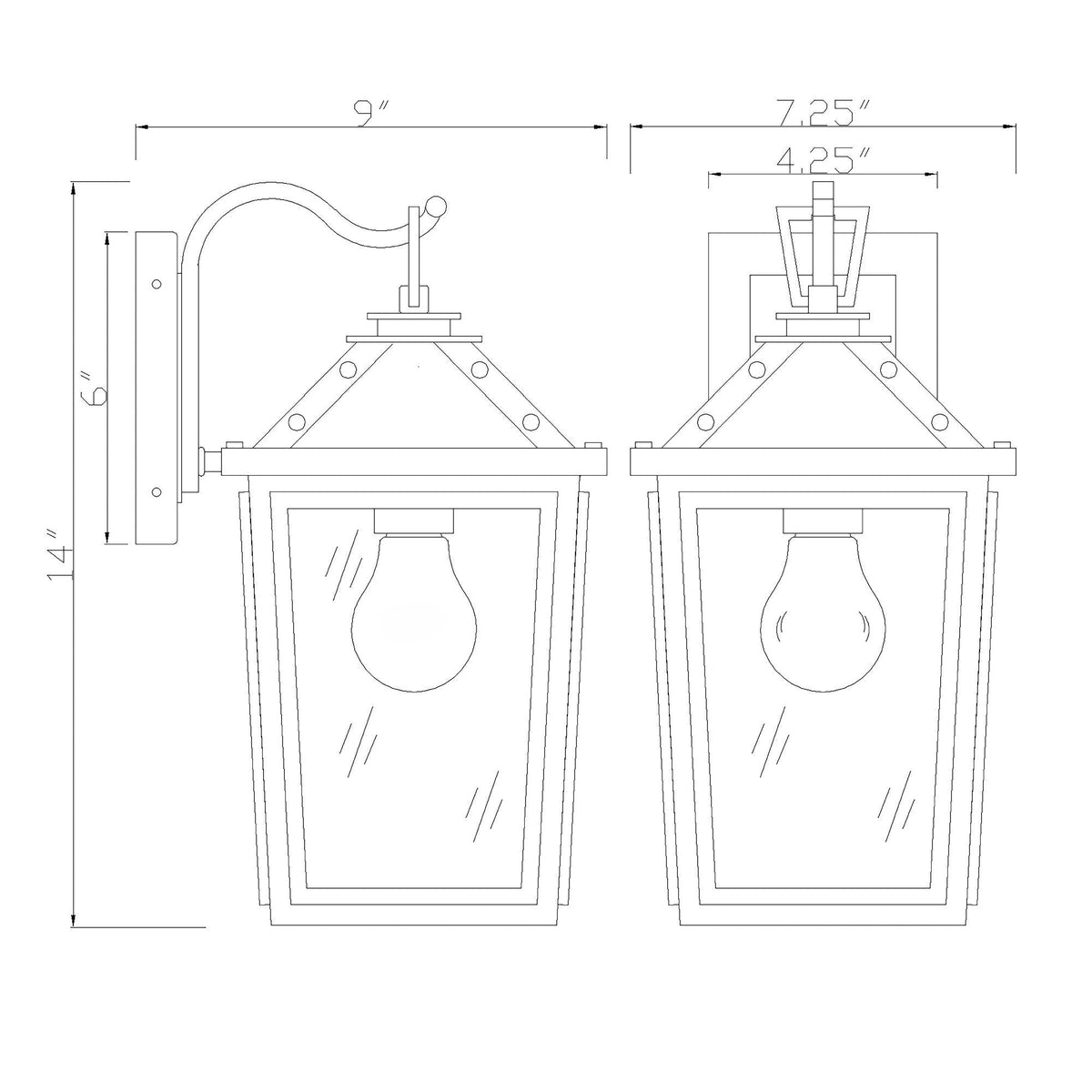 Hawkins 7.25'' Outdoor Sconce dimensions