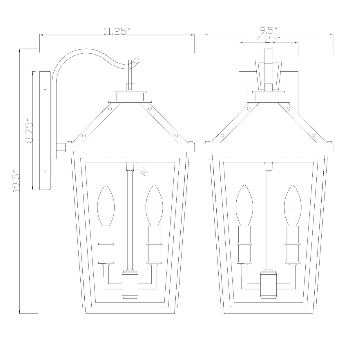 Hawkins 9.5'' Outdoor Sconce dimensions
