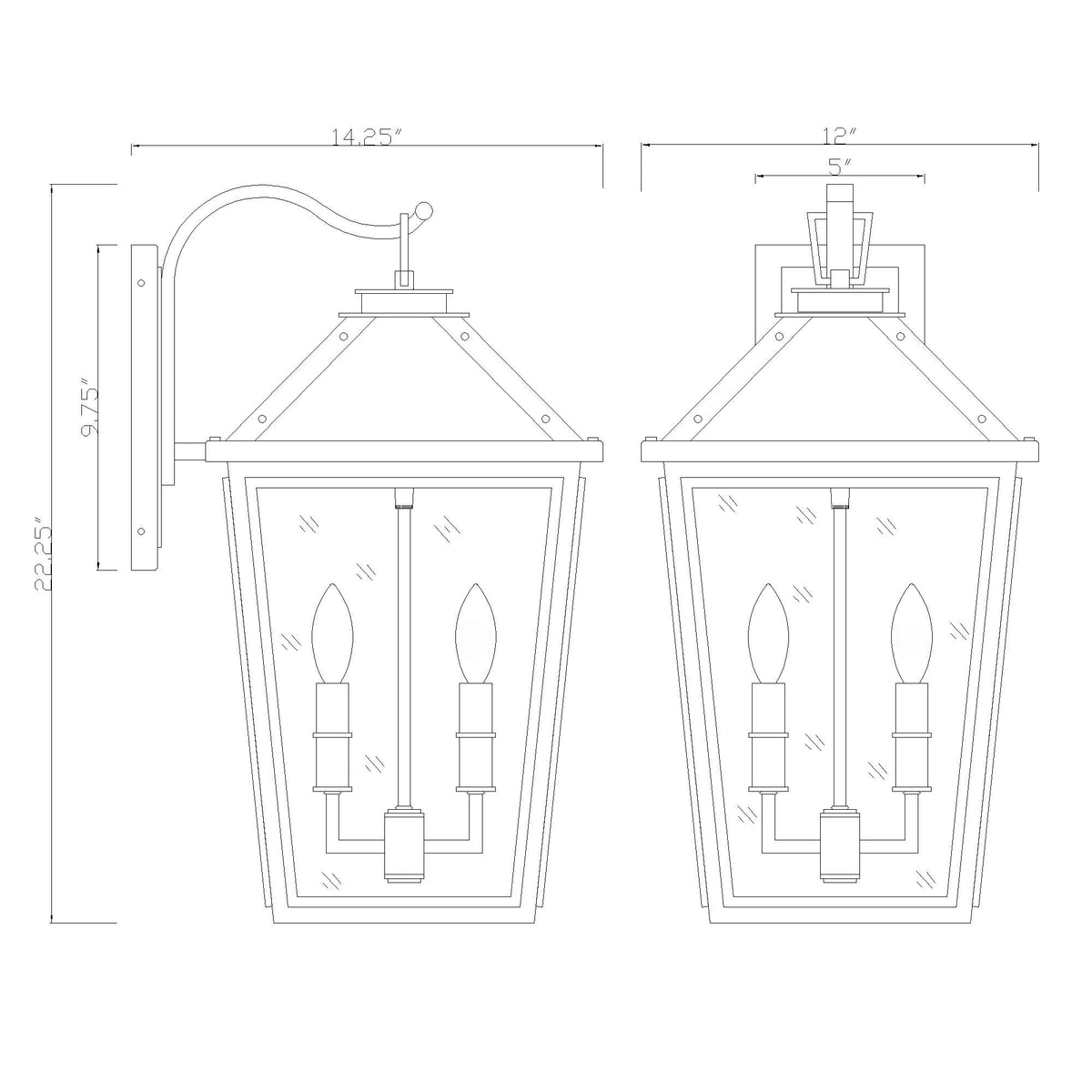Hawkins 12'' Outdoor Sconce dimensions
