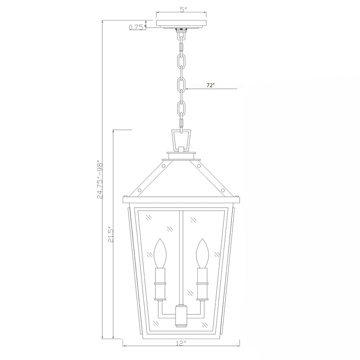 Hawkins 12'' Outdoor Pendant dimensions