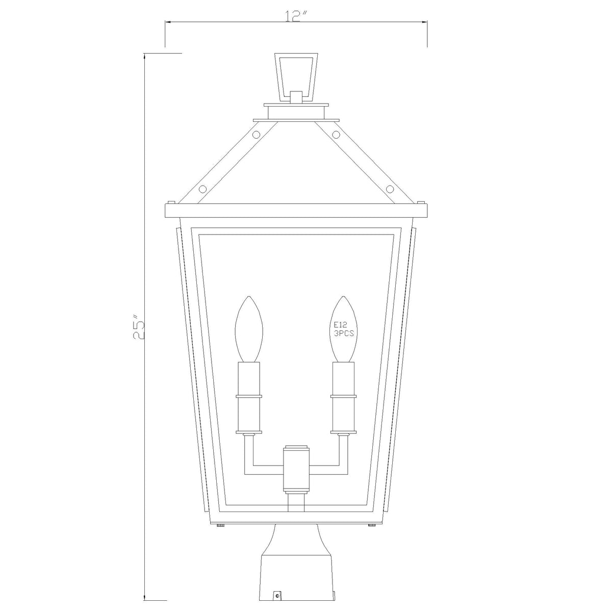 Hawkins 12'' Outdoor Post dimensions