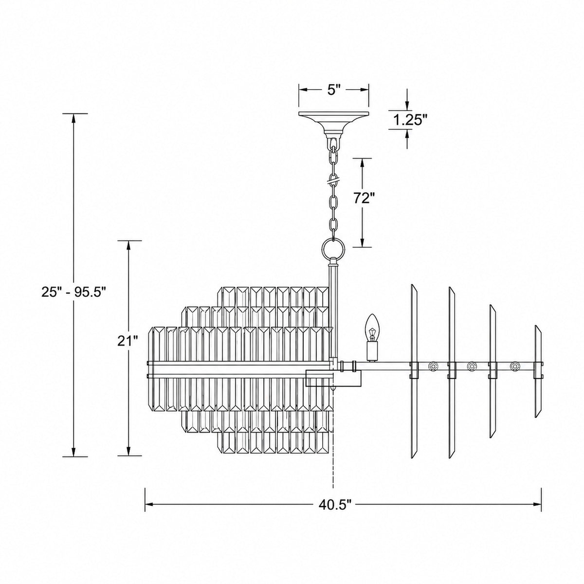 Hayes 40.5'' Chandelier dimensions