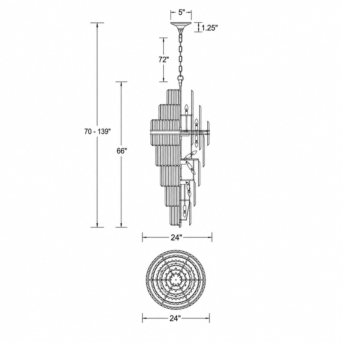 Hayes 24'' Chandelier dimensions