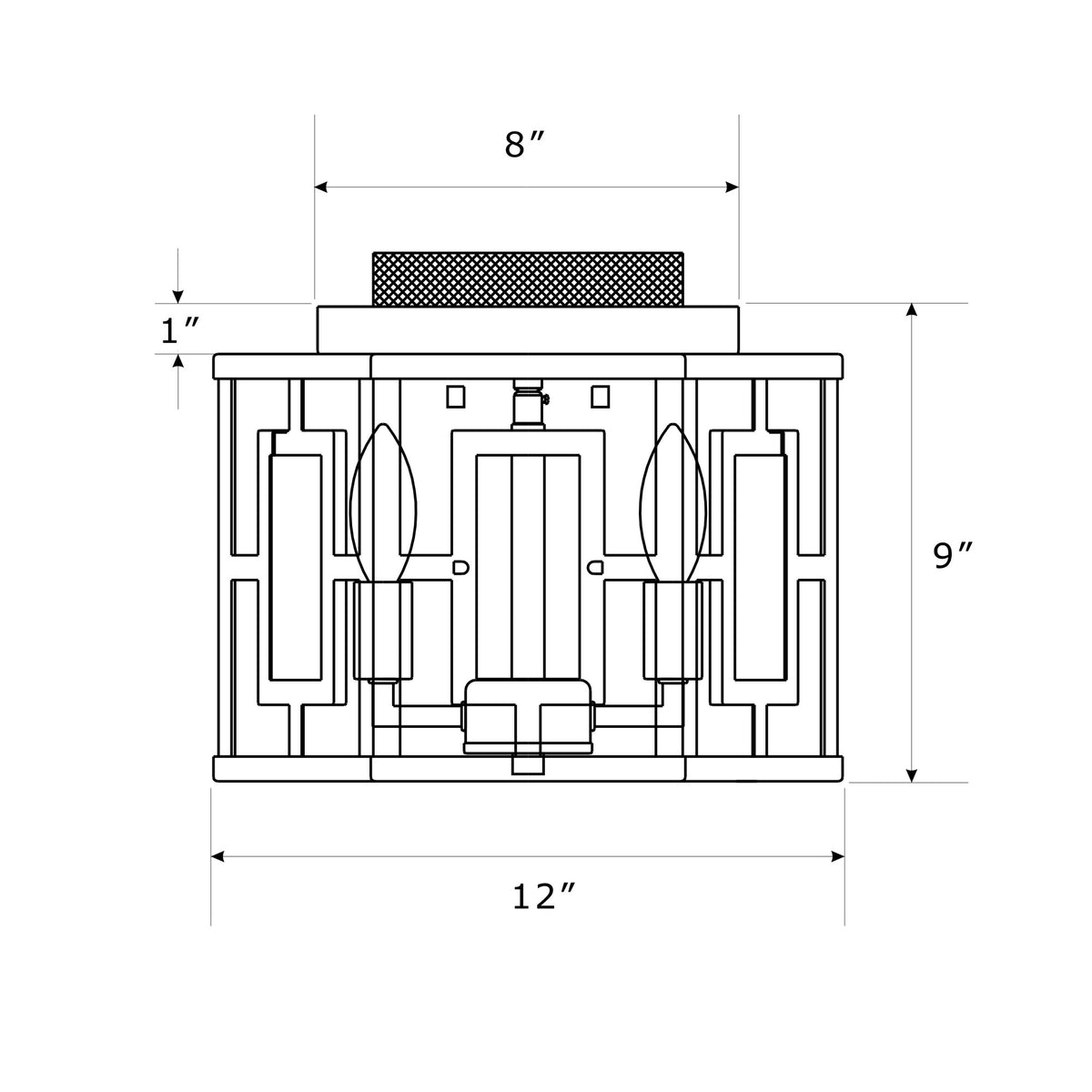 Hillcrest 12'' Semi Flush Mount dimensions