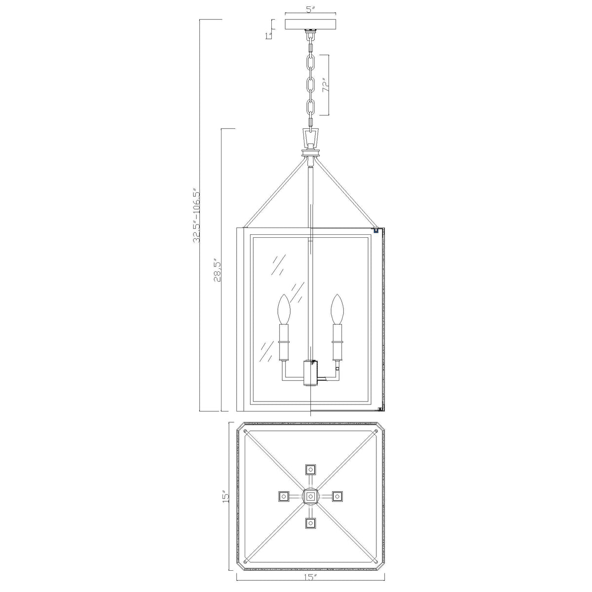 Herrick 15" Chandelier dimensions