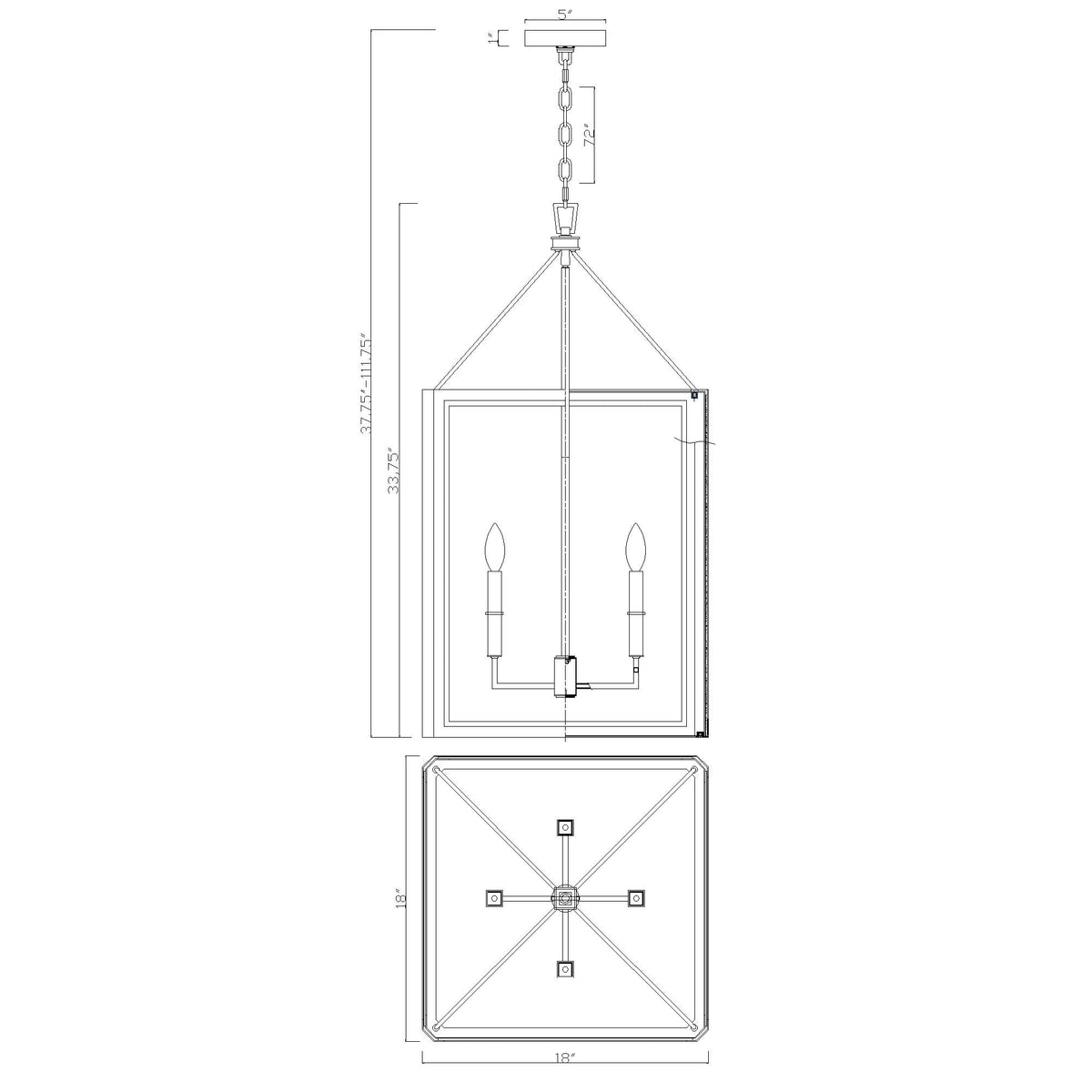 Herrick 18" Chandelier dimensions