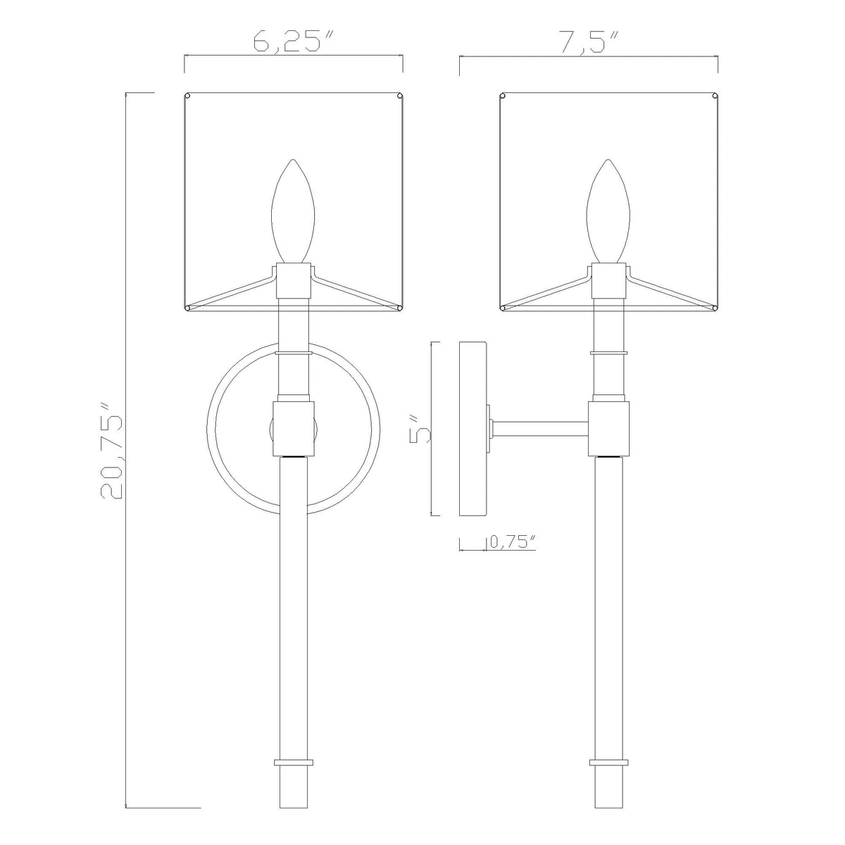 Herrick 6.25" Sconce dimensions
