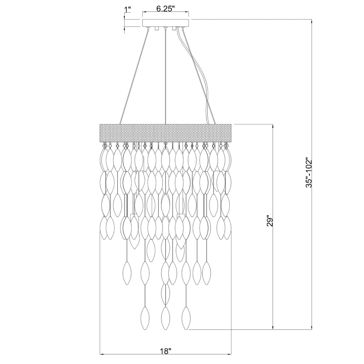 Hudson 18'' Chandelier dimensions