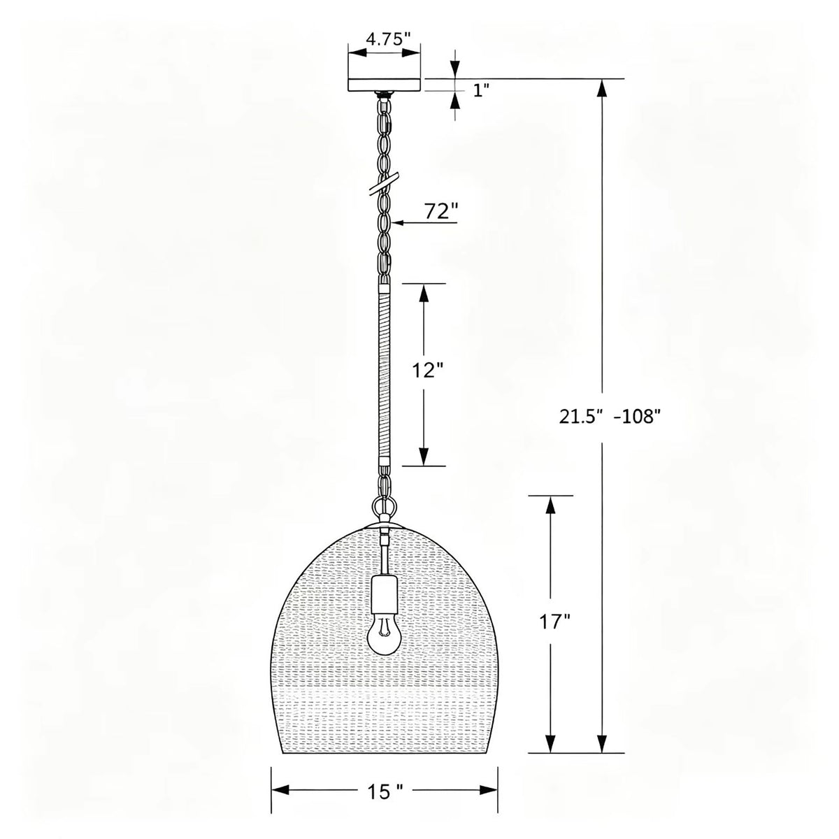 Jace 15'' Pendant dimensions