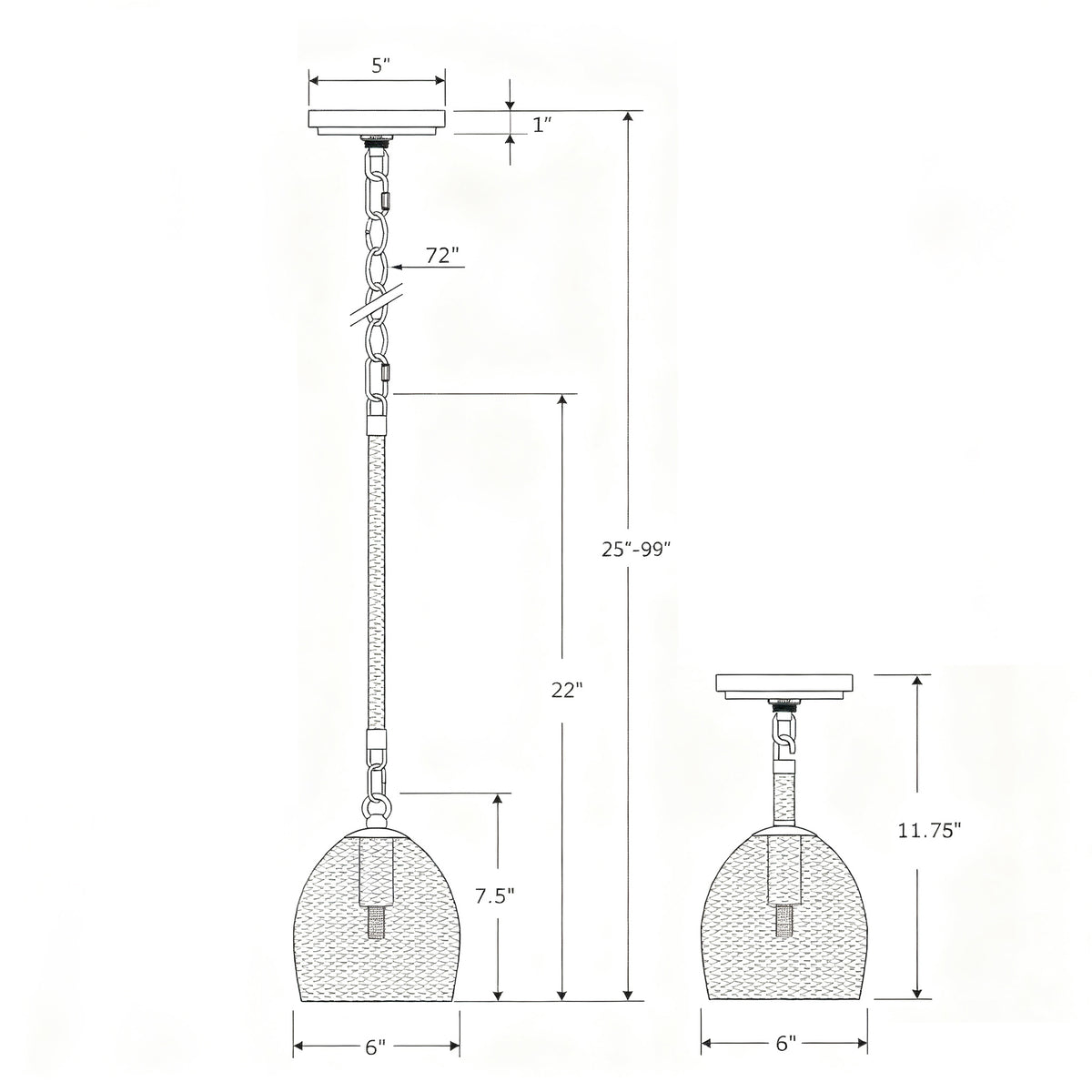 Jace 6'' LED Semi Flush Mount dimensions