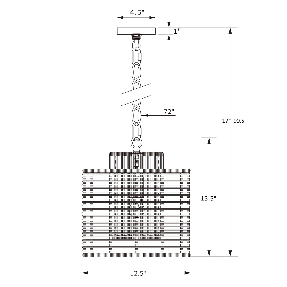 Jayna 12.5'' Chandelier dimensions
