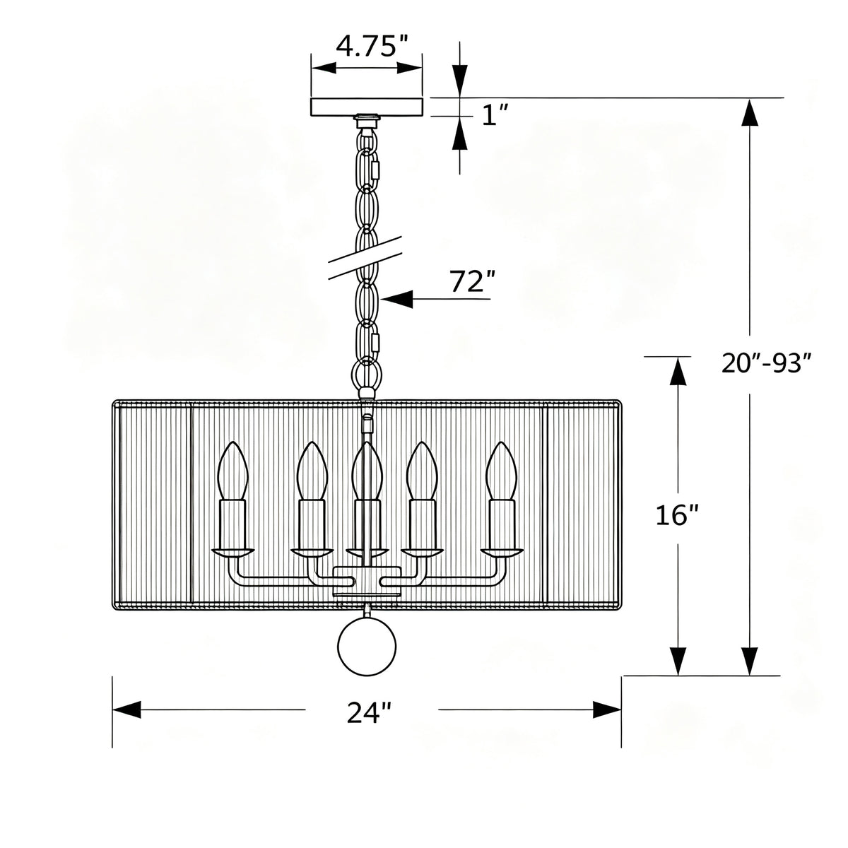 Jessa 24'' Chandelier dimensions