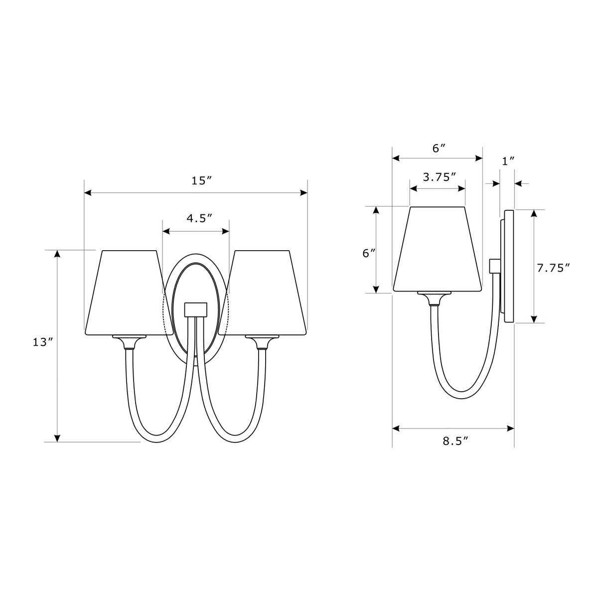 Juno 15'' Sconce dimensions