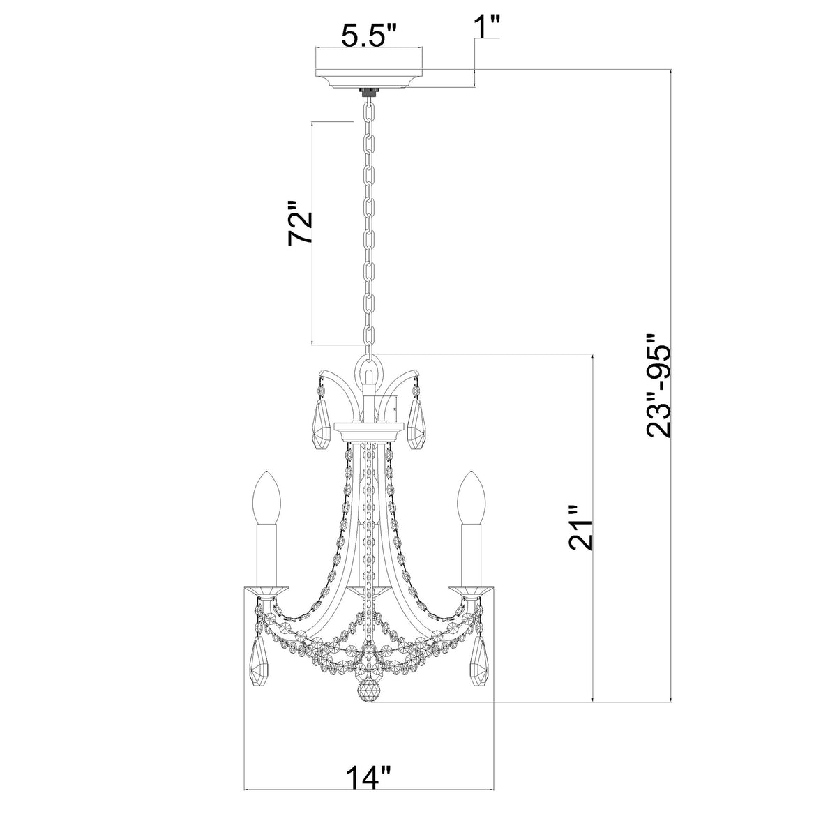 Karrington 14'' Chandelier dimensions
