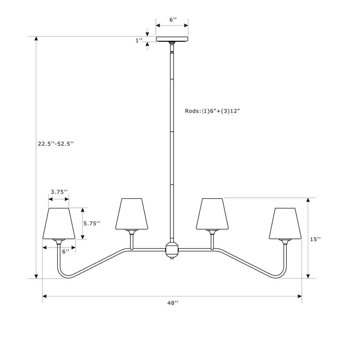Keenan 48'' Linear Chandelier dimensions