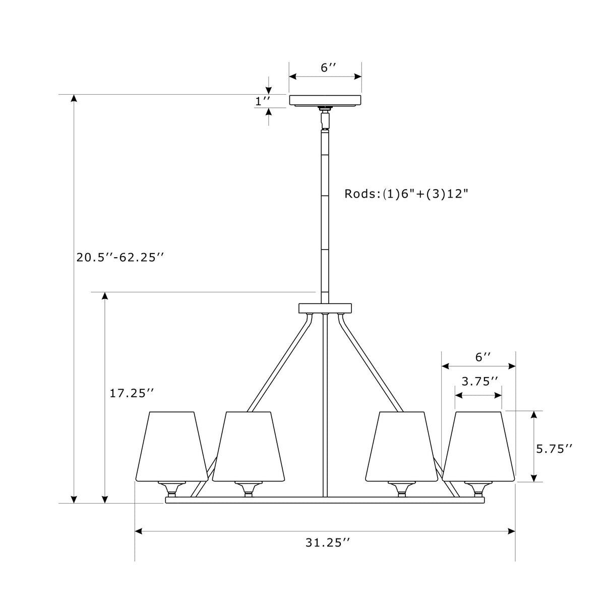 Keenan 31.25'' Chandelier dimensions