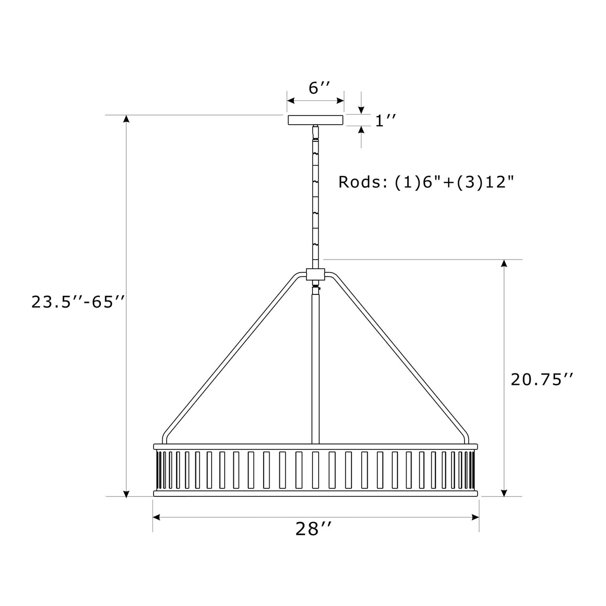 Kendal 28'' Chandelier dimensions