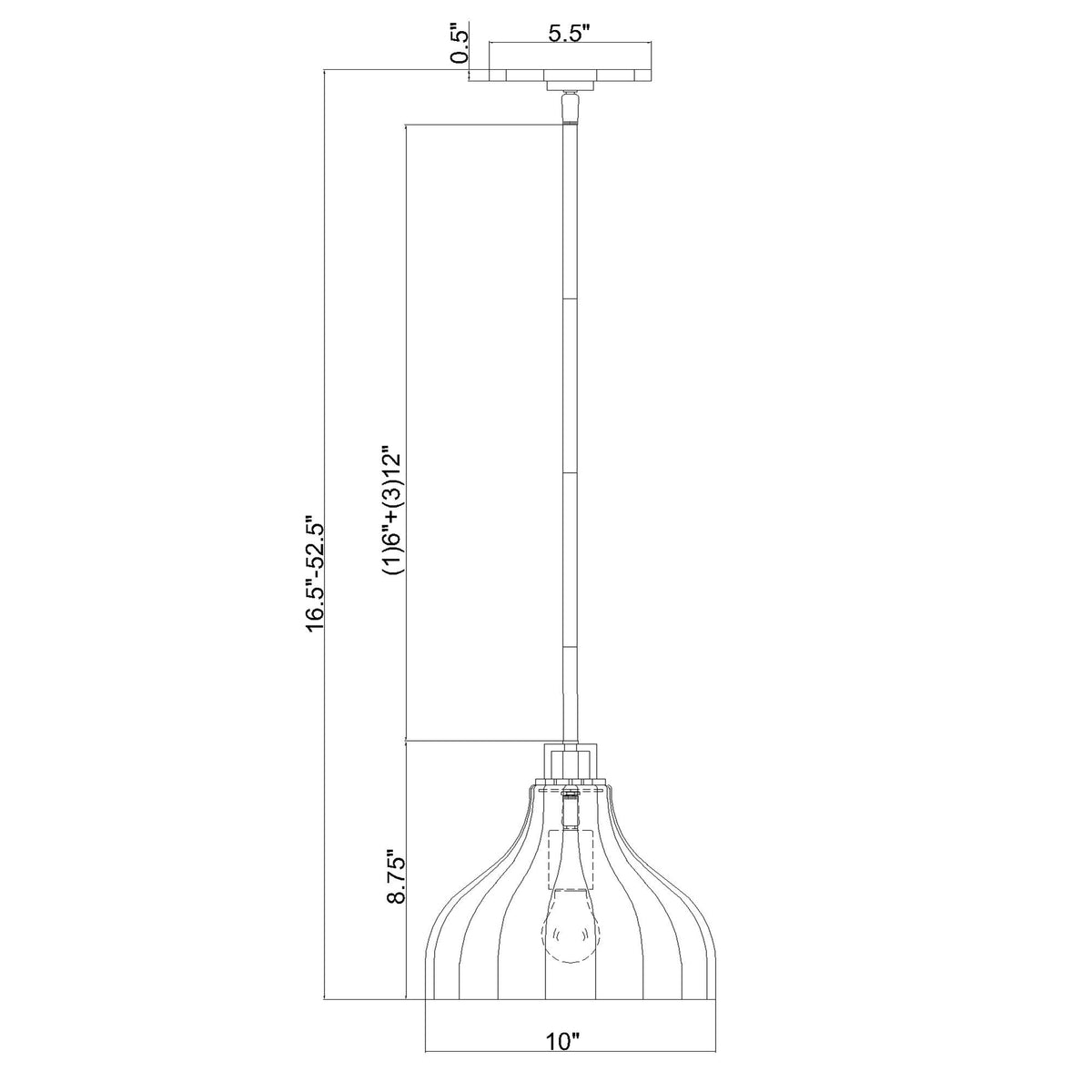 Layton 9.75'' Pendant dimensions