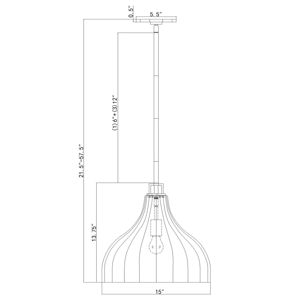 Layton 15'' Pendant dimensions