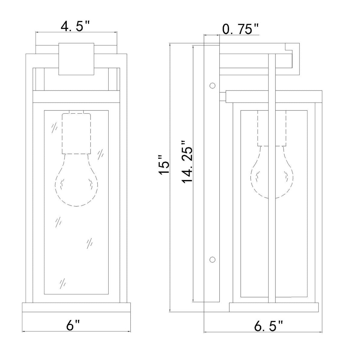 Lendel 6'' Outdoor Sconce dimensions
