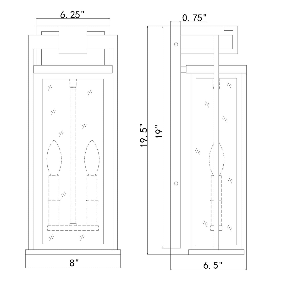 Lendel 8'' Outdoor Sconce dimensions