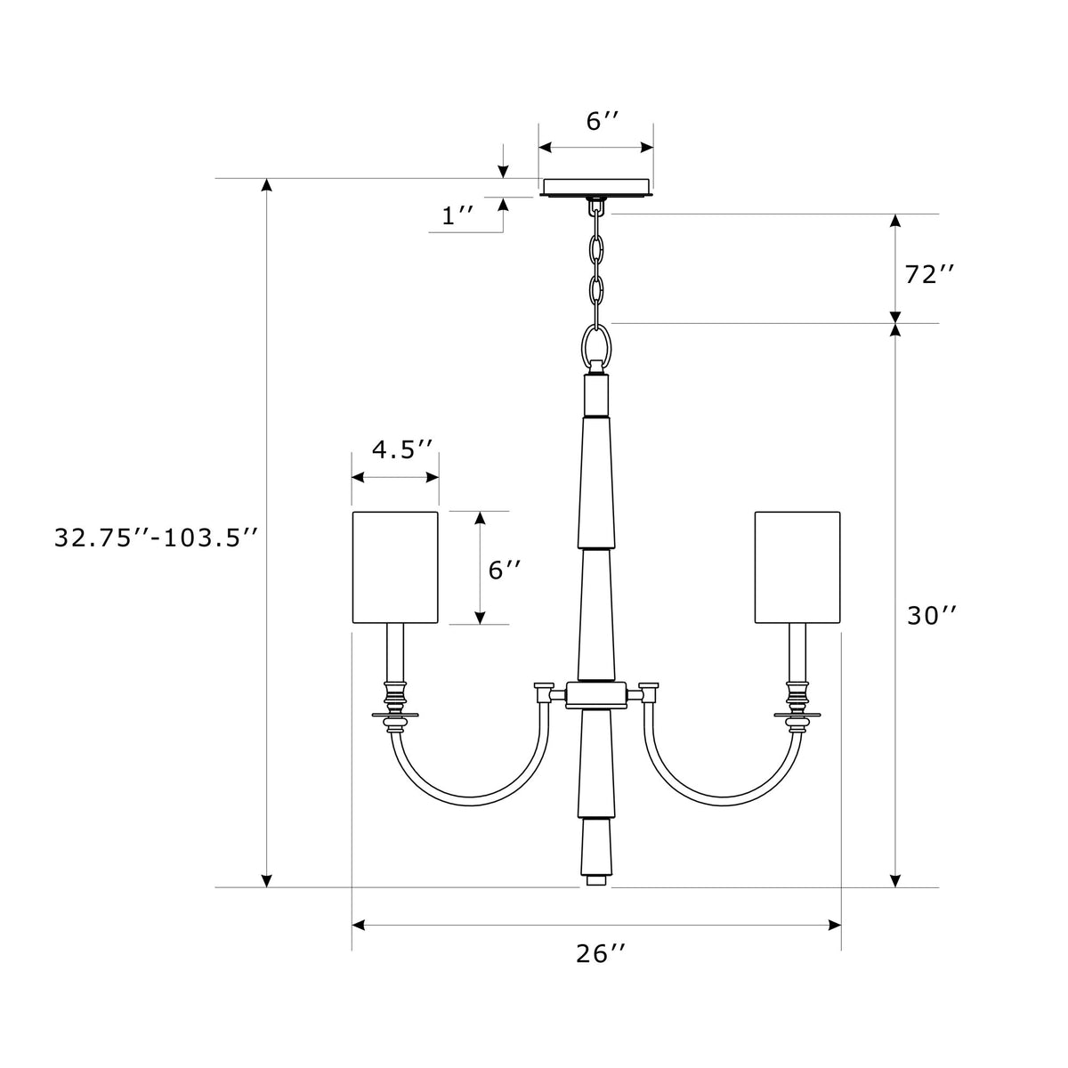 Lloyd 26'' Chandelier dimensions