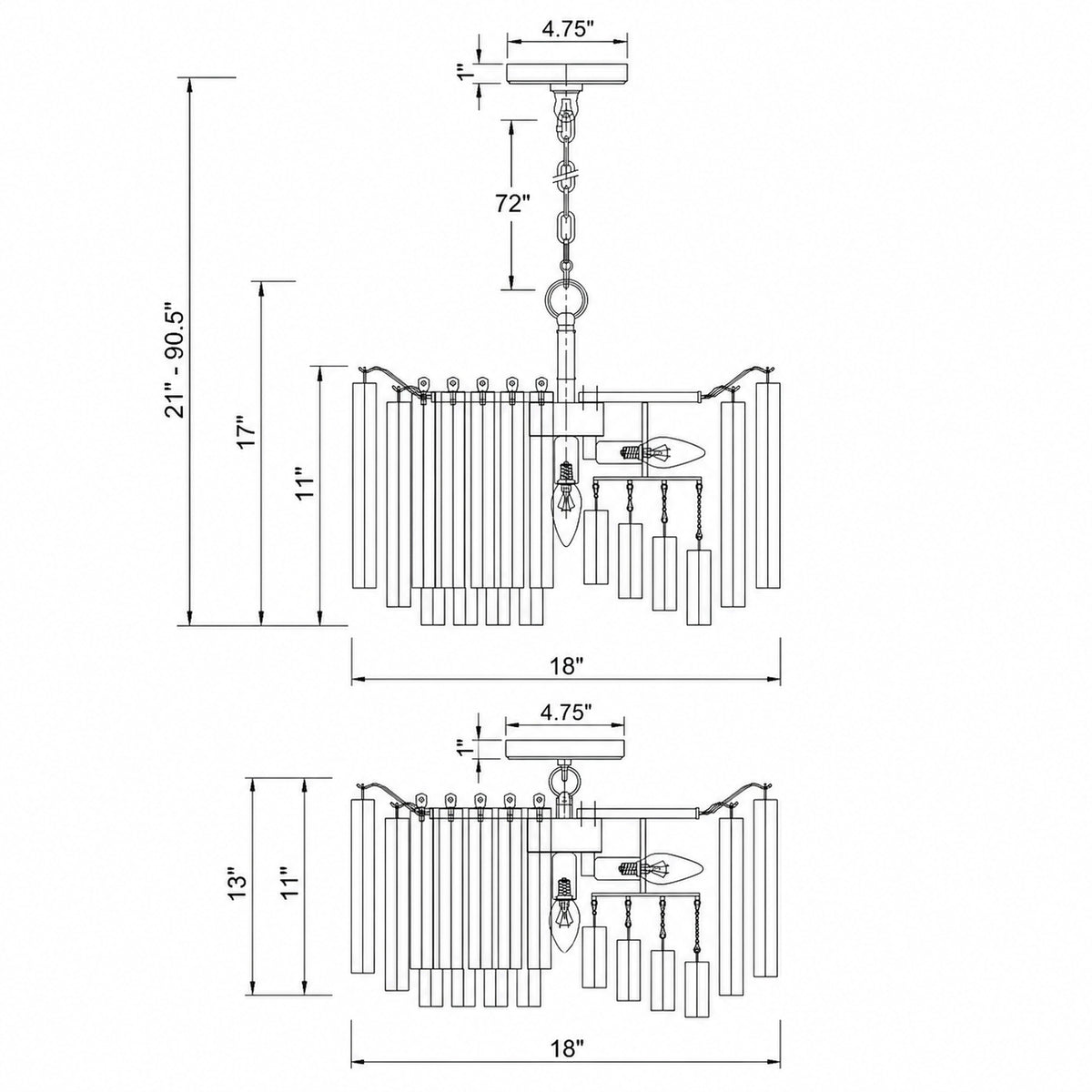Lofton 18'' Chandelier dimensions