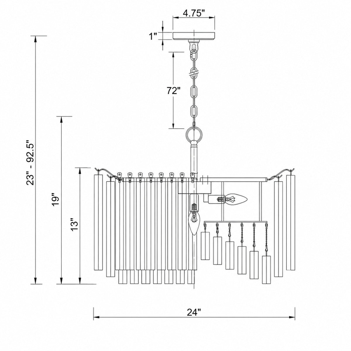 Lofton 24'' Chandelier dimensions