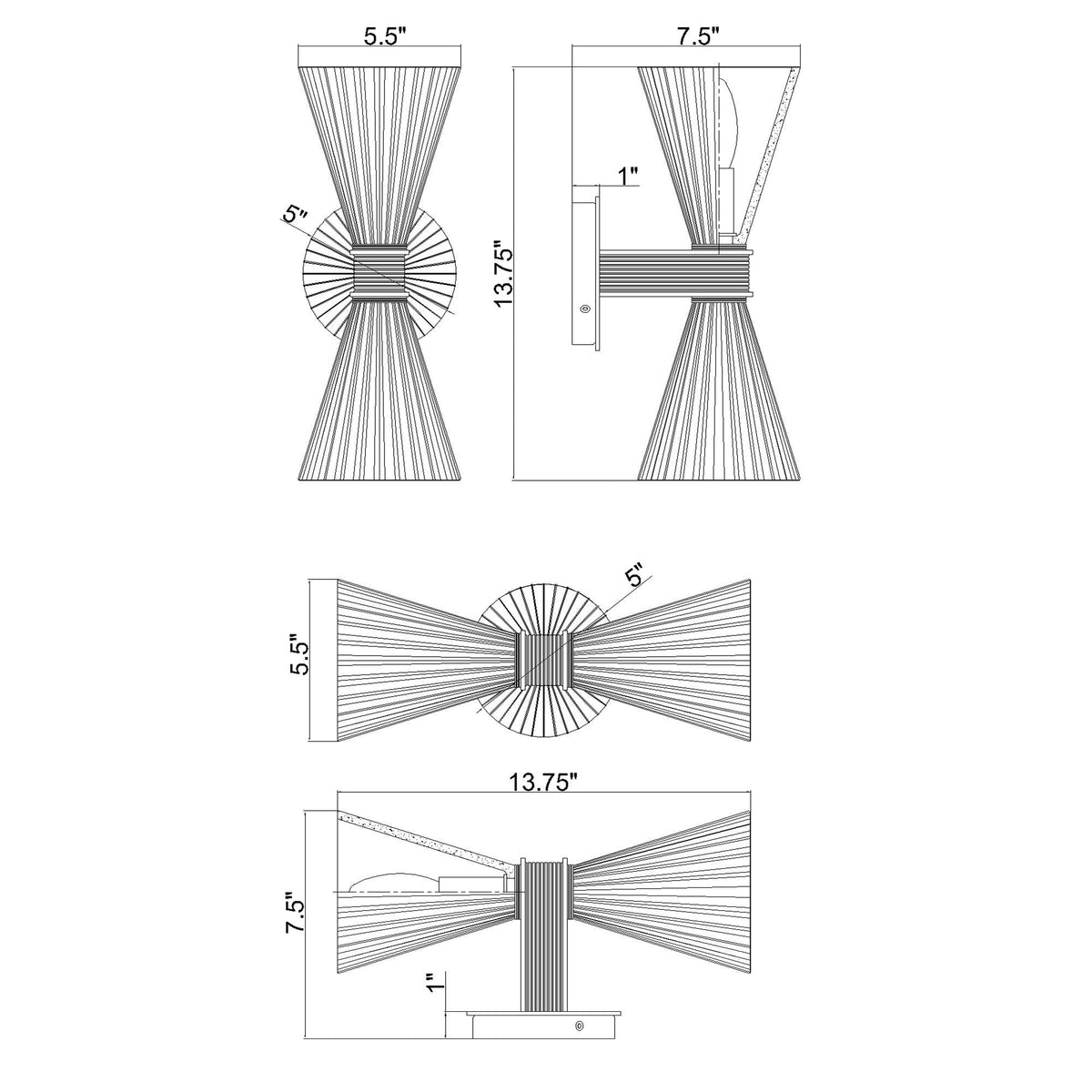 Lotus 5.5'' Sconce dimensions