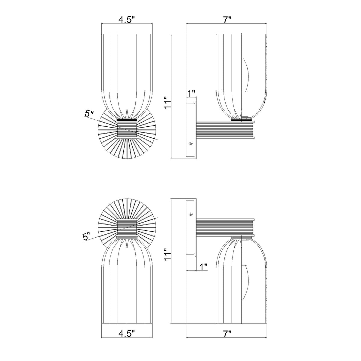 Lotus 5'' Sconce dimensions