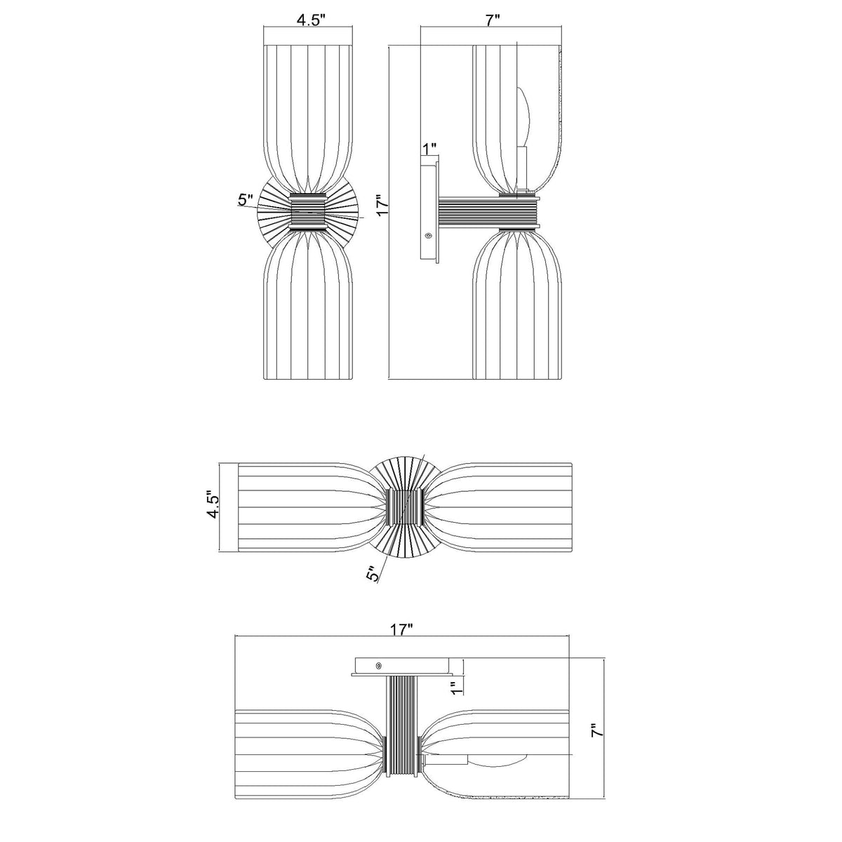 Lotus 5'' Sconce dimensions