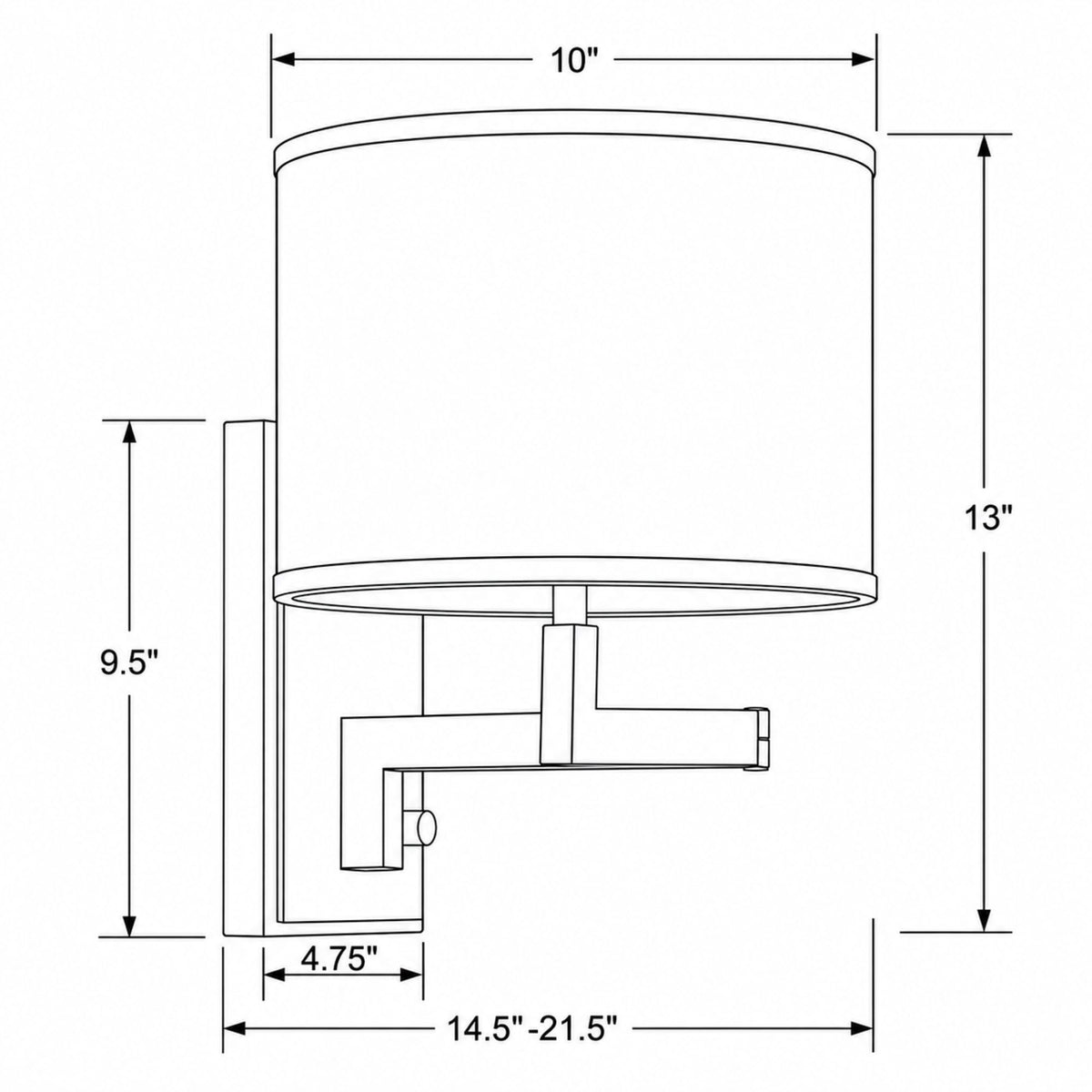 Madison 10'' Task Sconce dimensions