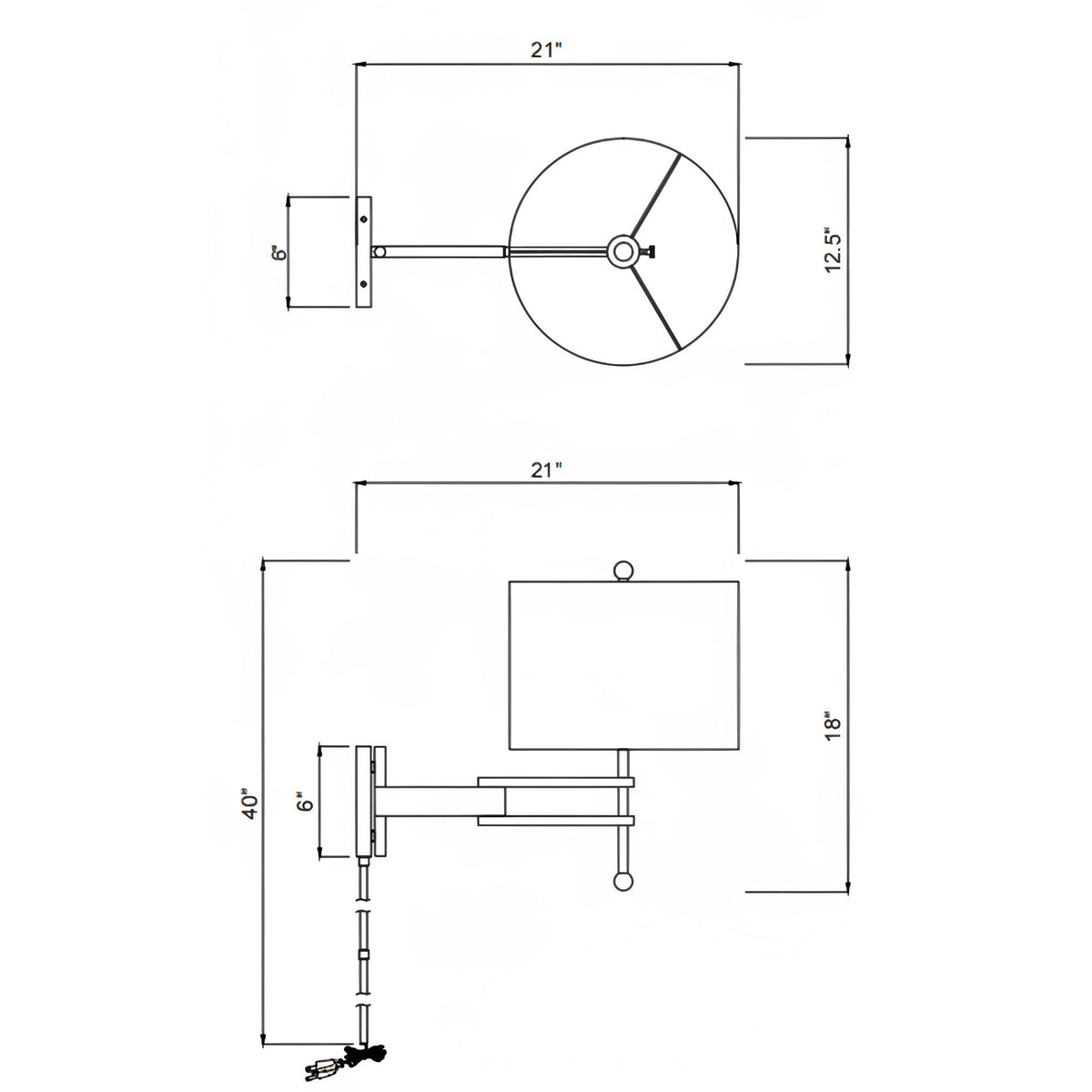 Marshall 12.5'' Task Sconce dimensions