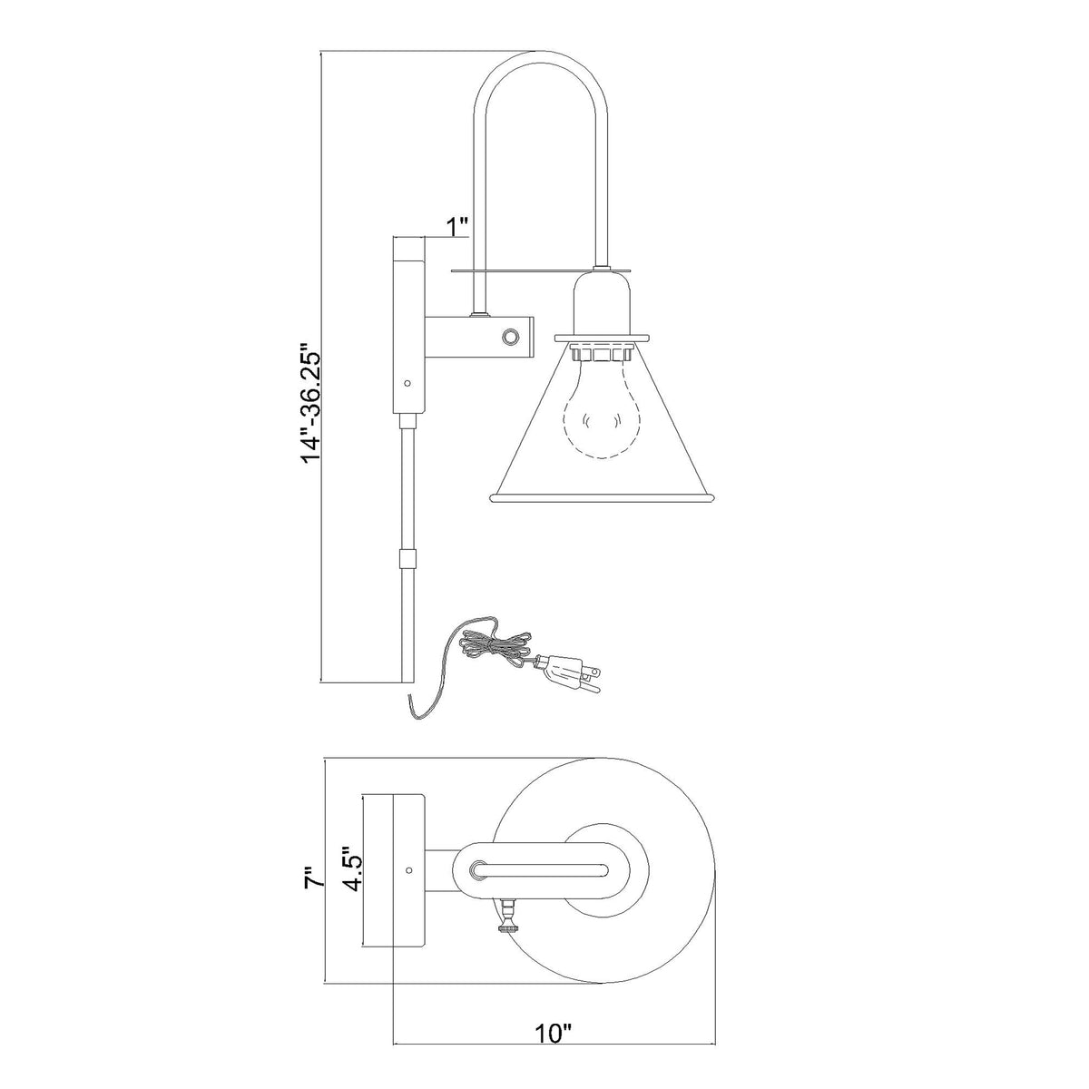 Medford 7'' Task Sconce dimensions