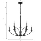 Mila 28'' Chandelier - Dimensions Diagram (MIL-8009-BK)