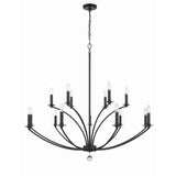 Mila 48'' Chandelier in Black - Front View (MIL-8015-BK)