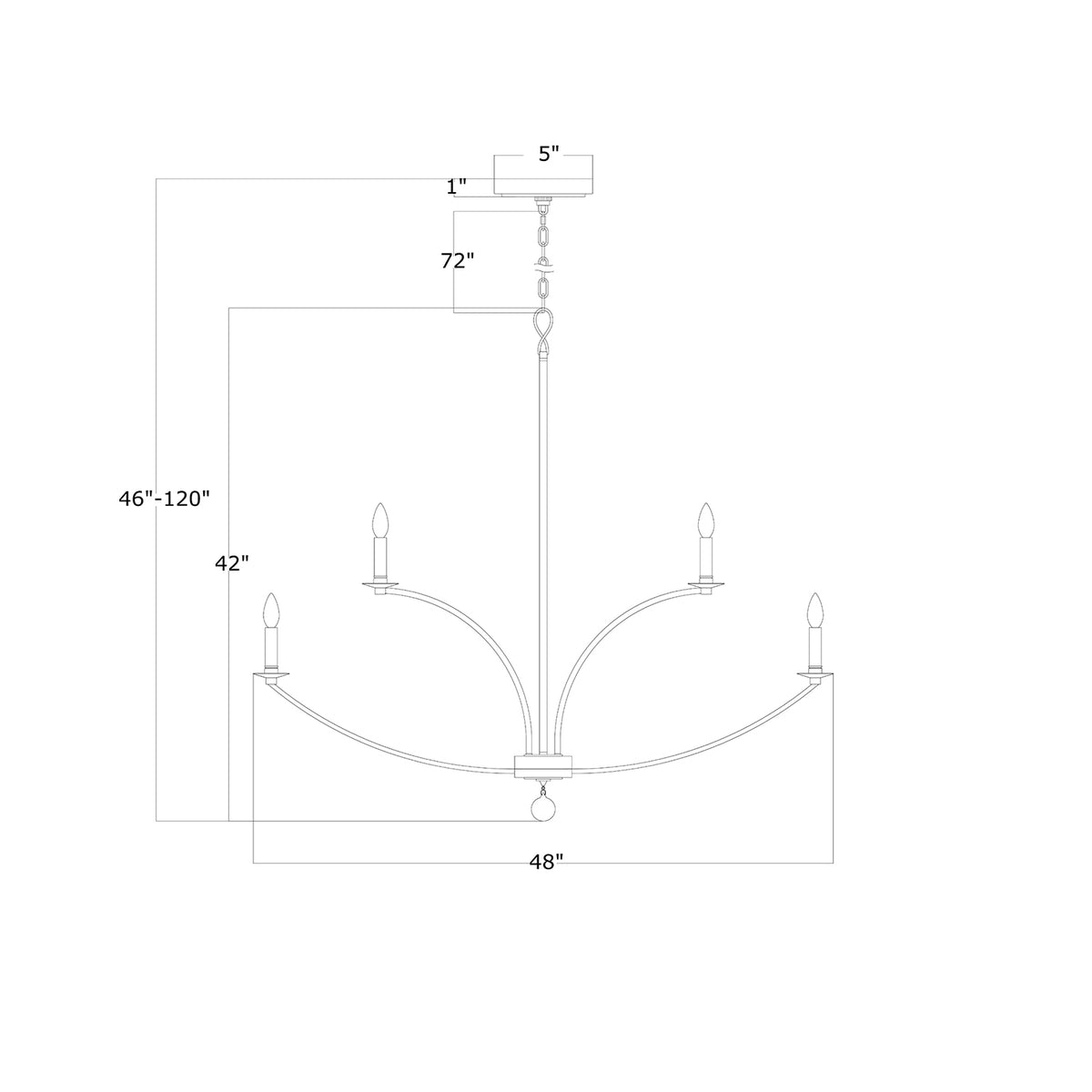 Mila 48'' Chandelier dimensions