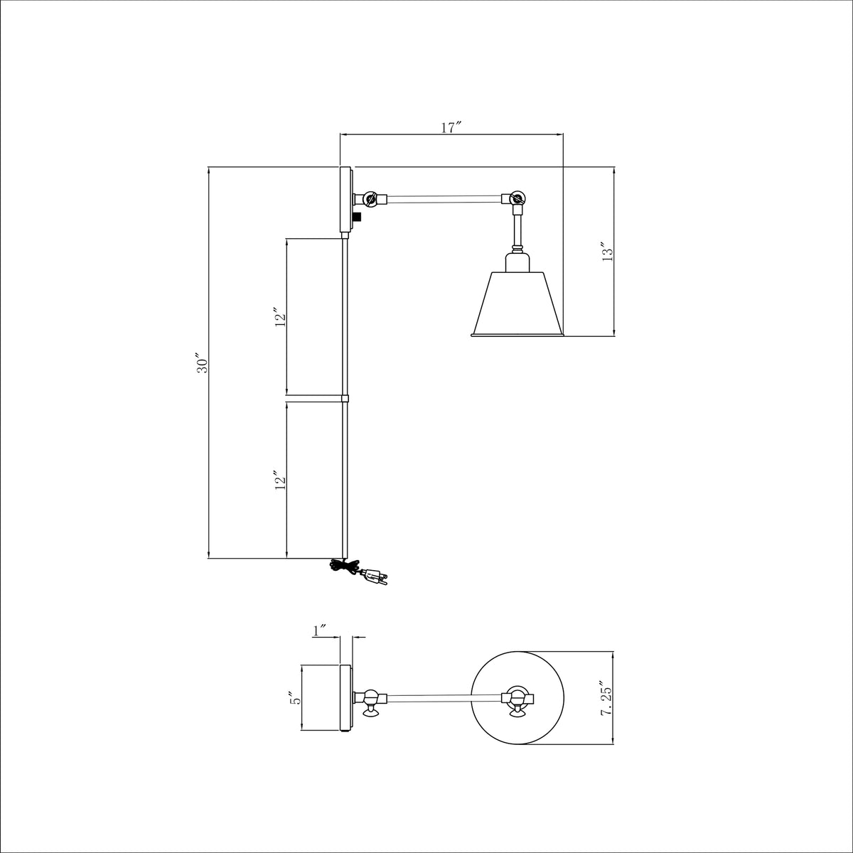Mitchell 7.25'' Task Sconce dimensions