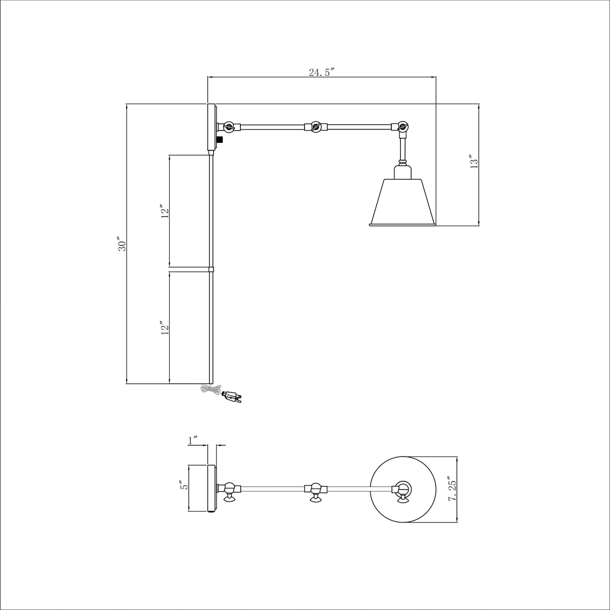 Mitchell 7.25'' Task Sconce dimensions