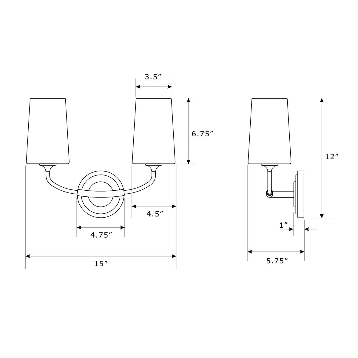 Niles 15'' Sconce dimensions