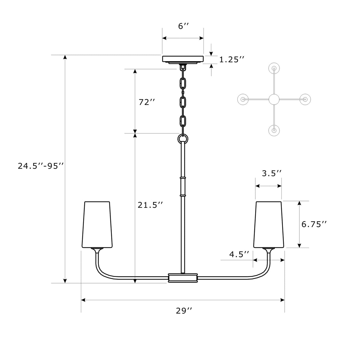 Niles 29'' Chandelier dimensions