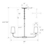 Niles 29'' Chandelier - Dimensions Diagram (NIL-70014-BF-MG)